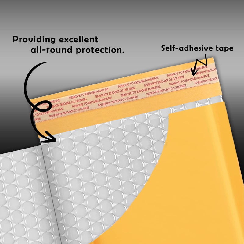 Yens Kraft Bubble Mailers 8.5x12 25 Pack Self Seal Adhesive Shipping Bags, Cushioning Padded Envelopes for Shipping, Mailing, Packaging Useable Space 8.5x11 - Image 3